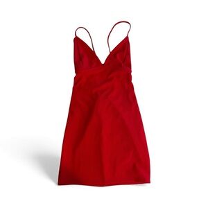 Elegant Red Spaghetti Strap Lace-Up Back Dress Lucy In The Sky Medium NWOT